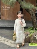  OAD074 Áo dài bé gái lưới thêu bướm trắng ADCH168-1 