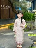  OAD075 Áo dài bé gái lưới thêu bướm hồng ADCH168 
