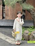  OAD074 Áo dài bé gái lưới thêu bướm trắng ADCH168-1 