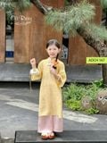  OAD076 Áo dài bé gái áo vàng quần hồng ADCH167 