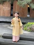  OAD076 Áo dài bé gái áo vàng quần hồng ADCH167 