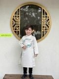  Áo dài bé trai trắng thêu rồng mây ADCH115-1 - OAD062 
