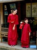  Áo dài đỏ bé gái đính hoa ADCH113 -  OAD064 