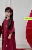  Áo dài bé gái cài đính màu đỏ ADCH130 