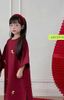  Áo dài bé gái cài đính màu đỏ ADCH130 