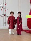  OAD077 Áo dài bé trai gấm đỏ ADCH129 