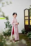  OAD073 Áo dài bé gái tơ thêu ngôi nhà hồng ADCH140 