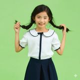  Áo sơ mi đồng phục học sinh nữ tay nơ - DPG001 