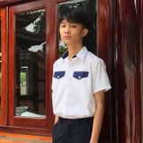  Áo sơ mi học sinh bé trai phối viền túi chân cổ - TDP015 