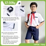  Áo sơ mi học sinh nam phối xanh form dáng cơ bản - TDP016 