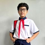  Áo sơ mi học sinh nam phối xanh form dáng cơ bản - TDP016 