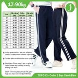  Quần thể dục 2 sọc học sinh xanh đen nam nữ TDP023 