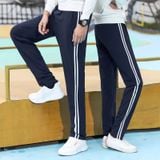  Quần thể dục 2 sọc học sinh xanh đen nam nữ TDP023 