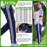  Quần thể dục học sinh 3 sọc xanh đen nam nữ - TDP025 