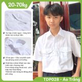  Áo sơ mi học sinh bé trai có nắp trắng kem cotton hoặc vải mềm mại, thoáng mát- TDP028 