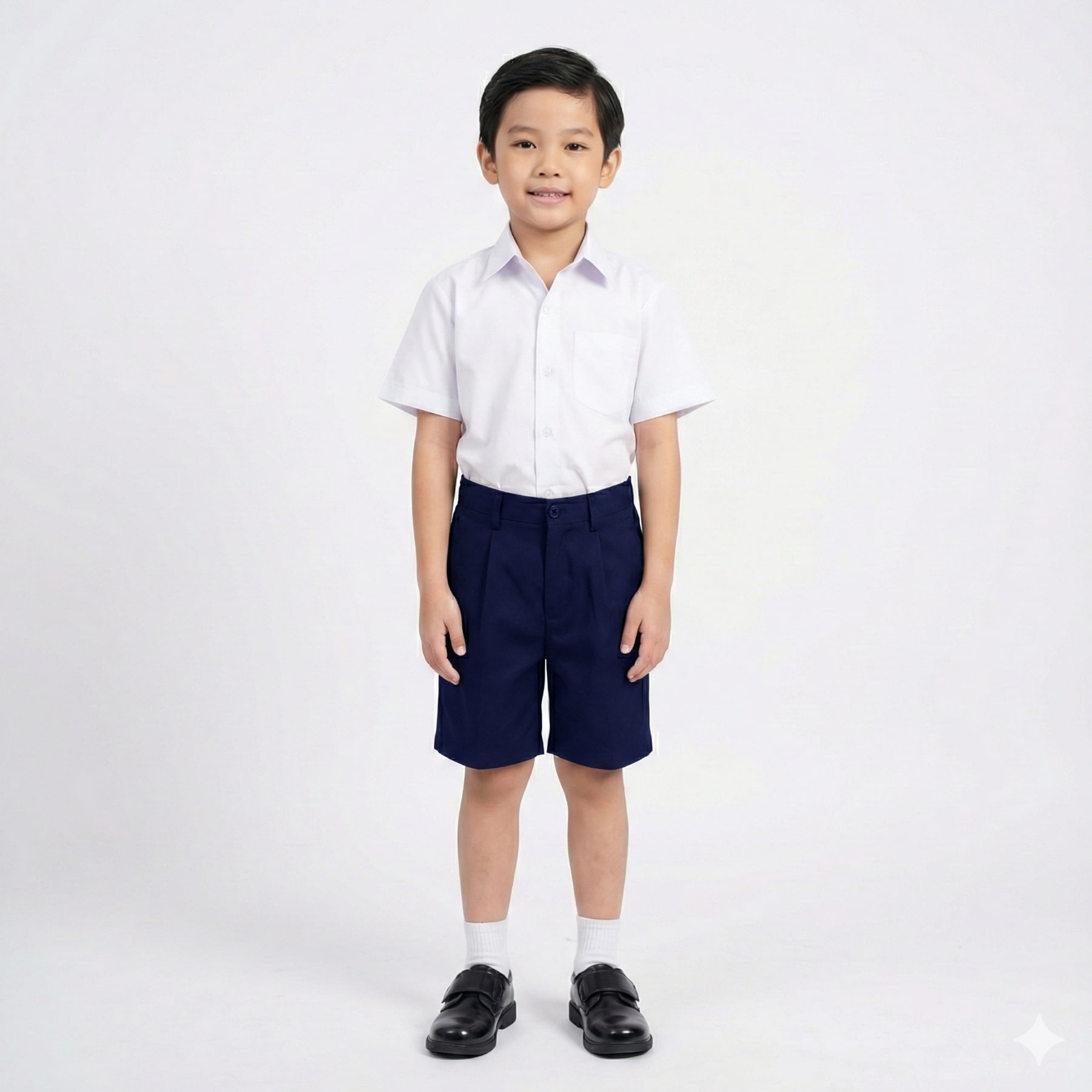 Quần ngắn học sinh nam kaki xanh đen dây kéo lưng thun cao cấp TDP039