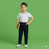  Quần dài học sinh nam kaki màu đen cao cấp lưng thun phối dây kéo TDP040 