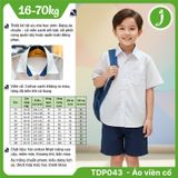  Áo sơ mi đồng phục học sinh nam viền cổ xanh túi bên Jadiny TDP043 