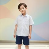  Áo sơ mi đồng phục học sinh nam viền cổ xanh túi bên Jadiny TDP043 