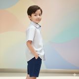  Áo sơ mi đồng phục học sinh nam viền cổ xanh túi bên Jadiny TDP043 