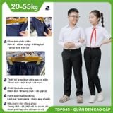  Quần dài học sinh kaki cao cấp lưng thun khóa kéo màu đen - TDP045 