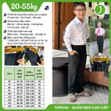  Quần dài học sinh kaki cao cấp lưng thun khóa kéo màu đen - TDP045 