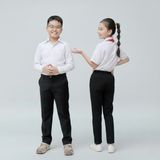  Quần dài học sinh kaki cao cấp lưng thun khóa kéo màu đen - TDP045 