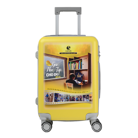 Vali Kakapo Dự Án Góc Học Tập Cho Em - Nhựa ABS 100% Siêu Bền-Bánh xe 360 độ-Màu Vàng-Mua Vali Tặng Quần Short