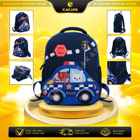 Balo Kid Hình Xe Cảnh Sát Dễ Thương – Balo Cho Bé Đi Học, Đi Chơi