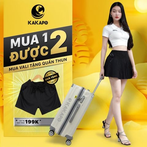KAKAPO VALI THỜI TRANG DU LỊCH CAO CẤP NHỰA ABS VL001-Mua Vali tặng quần short