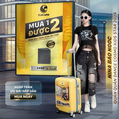 Vali Kakapo Dự Án Góc Học Tập Cho Em - Nhựa ABS 100% Siêu Bền-Bánh xe 360 độ-Màu Vàng-Mua Vali Ví da bò cao cấp