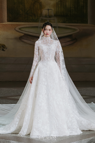 NO.2 - RETOUR - VLTX - 797 LUXURY IVORY BALLGOWN LACE DRESS