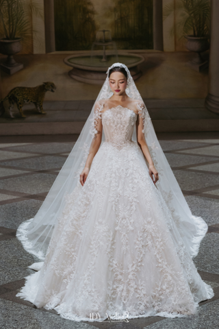 NO.2 - PLEINE - VLTX - 792 LUXURY NUDE BALLGOWN BLING SWEEP TRAIN