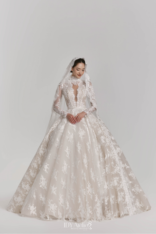 VALIS - VLTX-778 LUXURY NUDE BALLGOWN CLASSIC SWEEP TRAIN DRESS