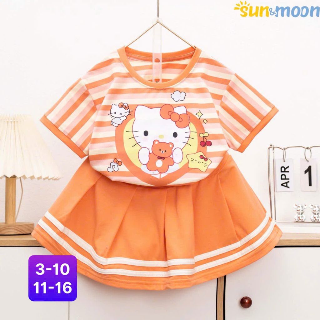  Bộ váy thun sọc Kitty 