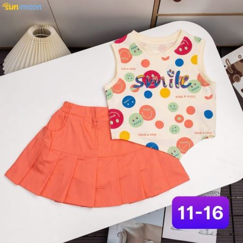  Bộ váy kaki in mặt cười 