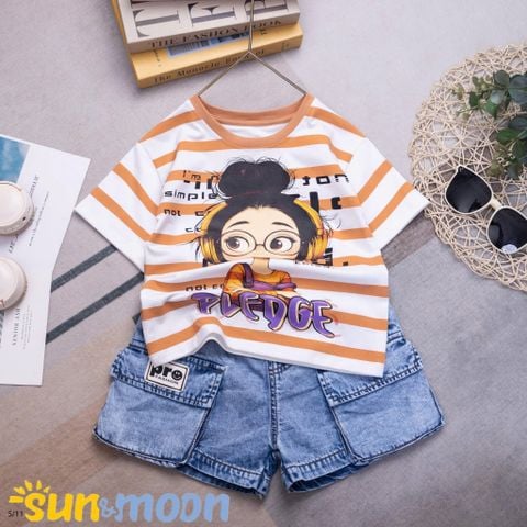  Bộ đùi jean sọc BG búi tóc PLEDGE 