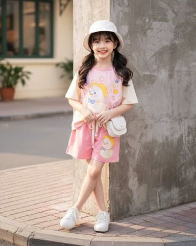  Bộ đùi thun giả yếm sọc vịt hoa bướm 