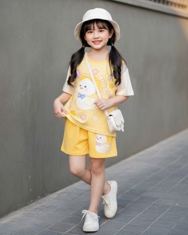  Bộ đùi thun giả yếm sọc vịt hoa bướm 