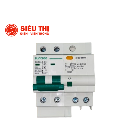 MCB Chống Giật AC 2P 32A, 30mA, 230VAC,Type C, Suntree SCB8LE-63-2P32A