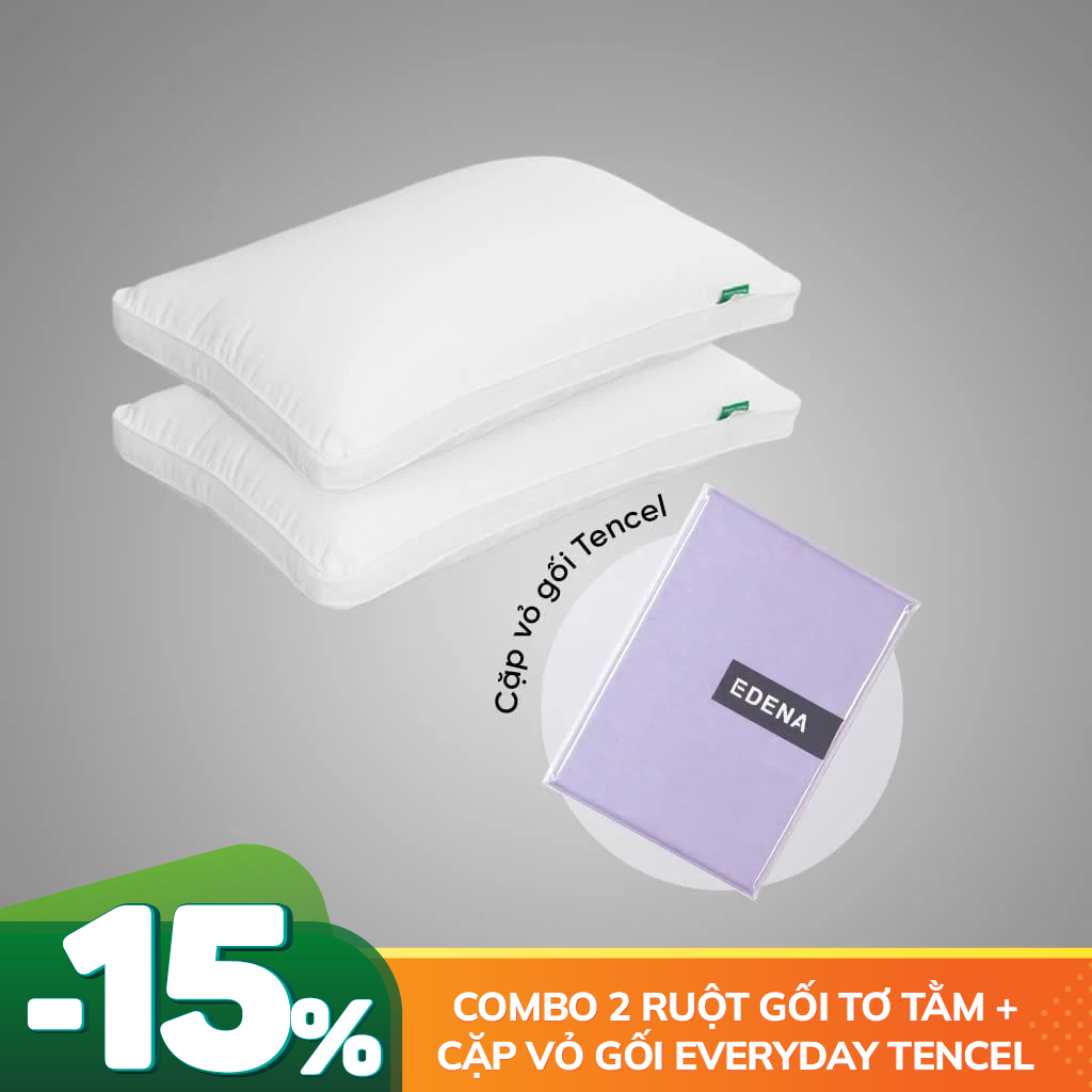 Combo Cặp ruột gối tơ tằm + cặp vỏ gối Everyday Tencel