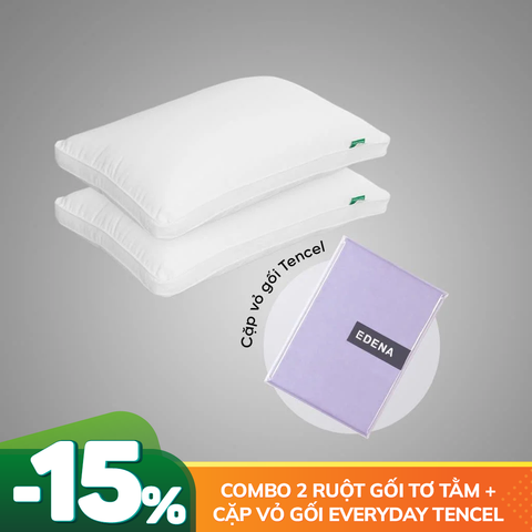 Combo Cặp ruột gối tơ tằm + cặp vỏ gối Everyday Tencel
