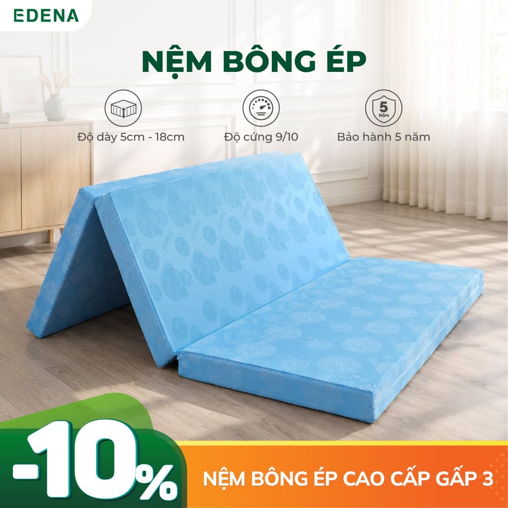 Nệm Bông Ép Cao Cấp Gấp 3 Edena