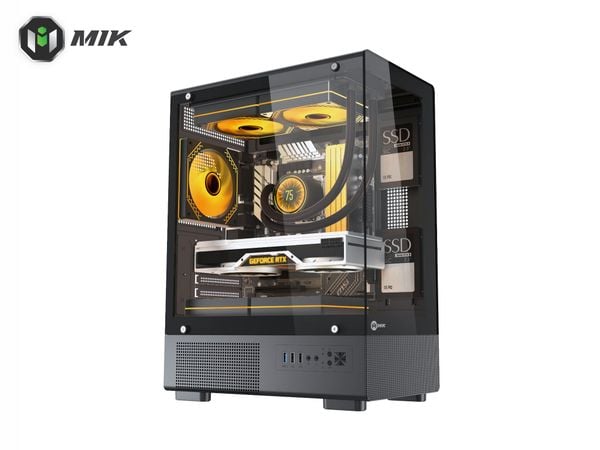 Case MIK H3 Hồ Cá M-ATX/ITX Kính Cường Lực Black (No Fan)