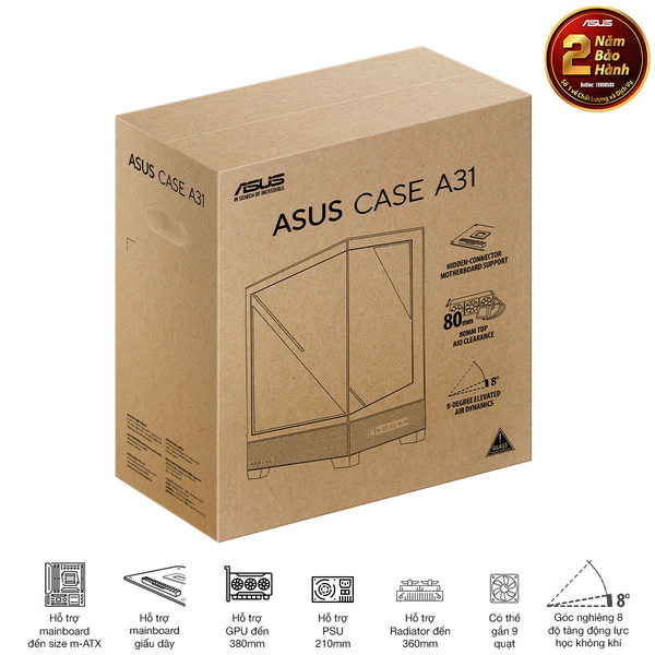 CASE ASUS A31 TG BLACK (ATX, Giấu Dây)