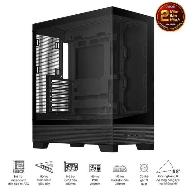 CASE ASUS A31 TG BLACK (ATX, Giấu Dây)