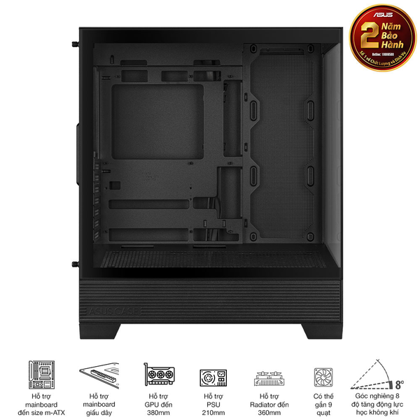 CASE ASUS A31 TG BLACK (ATX, Giấu Dây)