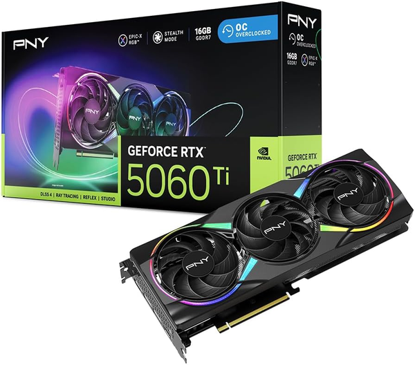VGA PNY RTX 5060 Ti 16GB EPIC-X OC RGB Triple Fan GDDR7
