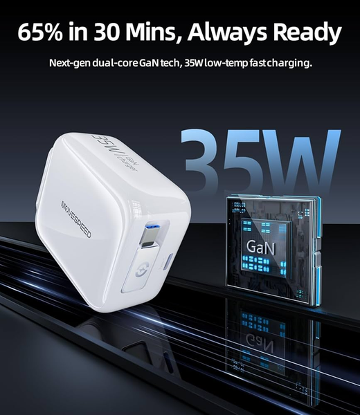 Củ sạc nhanh Movespeed MSA01 35W | Super GaN | Tích hợp Type C | Trắng
