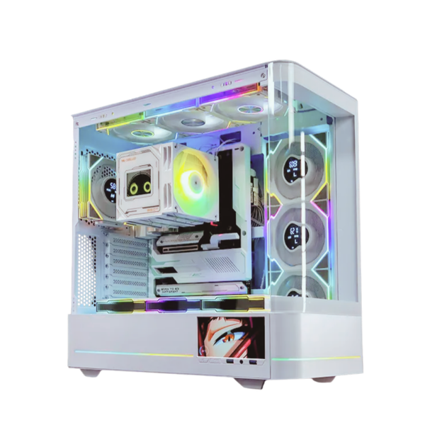 Case Leopard Ac-02 Hồ Cá Kính Cong LCD White (No Fan)